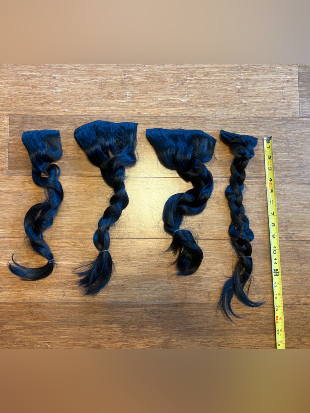 Black Clip-in Synthetic Hair Extensions—set of 4